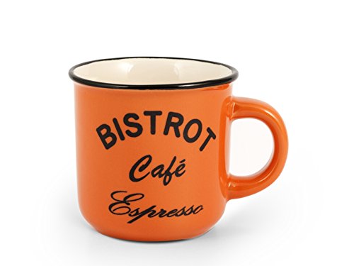 Home, Bistrot – Juego de 6 Tazas de Café de Gres Apto para Microondas y Lavavajillas – Ideal para Hogar, Bar o Cafetería