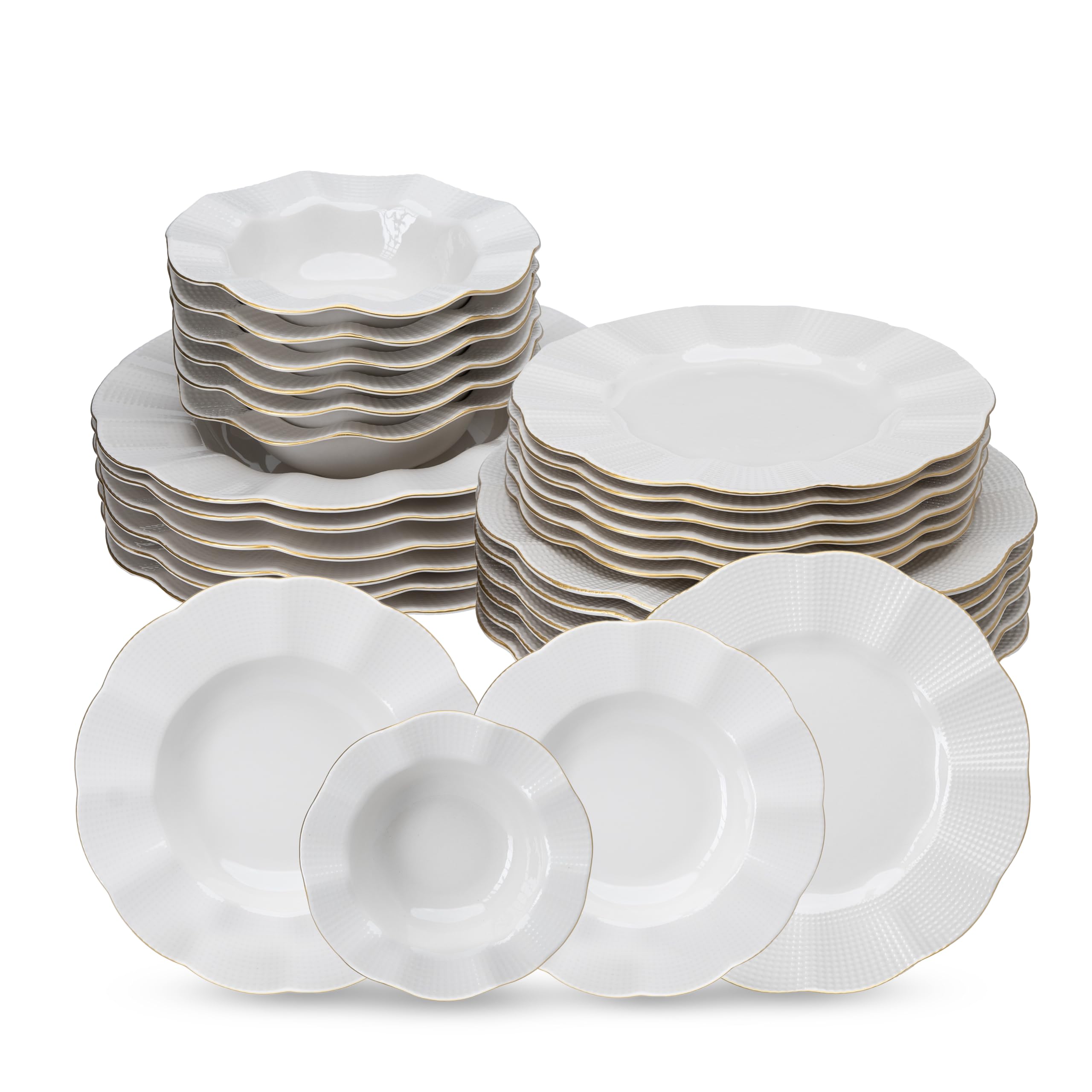 Vajilla De Porcelana De 24 Piezas para 6 Personas Apta para Lavavajillas y Microondas